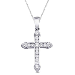 10K White Gold 1/5 Ct.Tw. Diamond Cross Pendant - Larson Jewelers