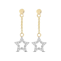 10K Yellow Gold 1/20 Ct.Tw.Diamond Star Dangler Earrings - Larson Jewelers