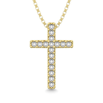 Classic Diamond Cross Pendant 1/10 Ct.Tw. 10K Yellow Gold - Larson Jewelers