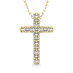 14K Yellow Gold Diamond 1/10 Ct.Tw. Cross Pendant - Larson Jewelers