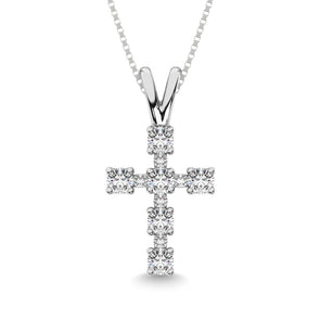 10K White Gold 1/4 Ct.Tw.Diamond Cross Pendant - Larson Jewelers