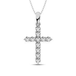 10K White Gold 1/8 Ct.Tw.Diamond Cross Pendant - Larson Jewelers