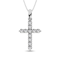 10K White Gold 1/5 Ct.Tw.Diamond Cross Pendant - Larson Jewelers