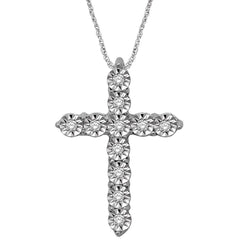 10K White Gold 1/20 Ct.Tw.Diamond Cross Pendant - Larson Jewelers