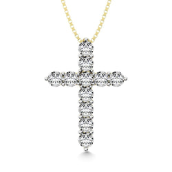 10K Yellow Gold 1/20 Ct.Tw.Diamond Cross Pendant - Larson Jewelers