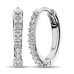 10K White Gold 1/3 Ctw Diamond Hoop Earrrings - Larson Jewelers