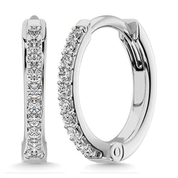 Diamond 1/3 Ct.Tw. Hoop Earrings in 10K White Gold - Larson Jewelers