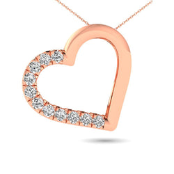 10K Rose Gold 1/10 Ctw Diamond Heart Pendant - Larson Jewelers
