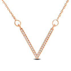10K Rose Gold 1/10 Ctw Diamond V Necklace - Larson Jewelers