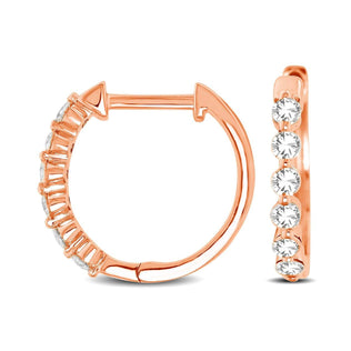 14K Rose Gold 1/4 Ctw Diamond Hoop Earrings - Larson Jewelers