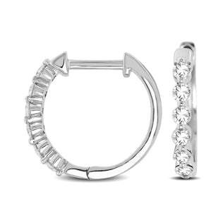 14K White Gold 1/4 Ctw Diamond Hoop Earrings - Larson Jewelers