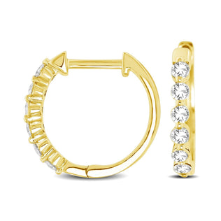 14K Yellow Gold 1/4 Ctw Diamond Hoop Earrings - Larson Jewelers