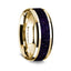 14K Yellow Gold Polished Beveled Edges Wedding Ring with Purple Goldstone Inlay - 8 mm - Larson Jewelers