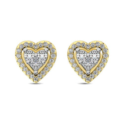 10K Yellow Gold 1/3 Ct.Tw. Diamond Heart Stud Earrings - Larson Jewelers