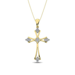 Gothic Style Diamond 1/5 Ct.Tw Cross Pendant in 10K Yellow Gold - Larson Jewelers