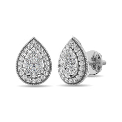 Diamond 5/8 Ct.Tw. Pear Shape Stud Earrings in 14K White Gold - Larson Jewelers