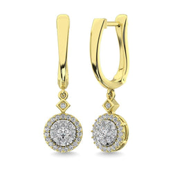 Diamond 1/2 Ct.Tw. ClusterDanglers Earrings in 10K Yellow Gold - Larson Jewelers