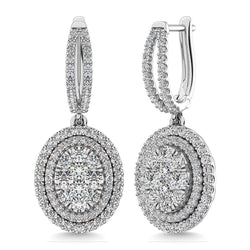 Diamond 2 1/10 Ct.Tw. Oval Shape Dangler Earring in 14K White Gold - Larson Jewelers