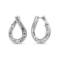 Diamond 1/2 Ct.Tw. Baguette Hoop Earrings in 14K White Gold - Larson Jewelers
