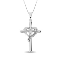 Diamond 1/20 ct tw Heart and Cross in Sterling Silver - Larson Jewelers