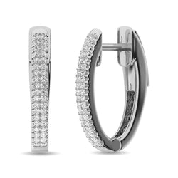 Diamond 1/4 ct tw Hoop Earrings in 10K White Gold - Larson Jewelers