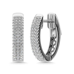 Diamond 1/2 ct tw Hoop Earrings in 14K White Gold - Larson Jewelers