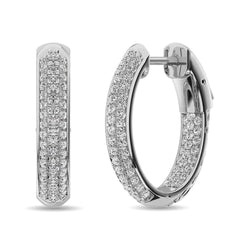 Diamond 1 ct tw Hoop Earrings in 14K White Gold - Larson Jewelers