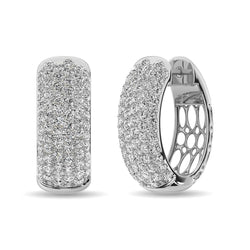 Diamond 3 1/10 ct tw Hoop Earrings in 14K White Gold - Larson Jewelers