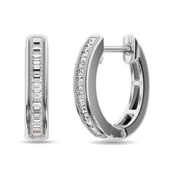 Diamond 1/6 Ct.Tw. Baguette Hoop Earrings in 10K White Gold - Larson Jewelers