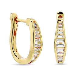 Diamond 1/2 Ct.Tw. Straight Baguette Hoop Earrings in 14K Yellow Gold - Larson Jewelers