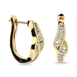 Diamond 1/3 Ct.Tw. Straight Baguette Hoop Earrings in 14K Yellow Gold - Larson Jewelers