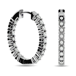 Diamond 1/5 ct tw Hoop Earrings in 10K White Gold - Larson Jewelers