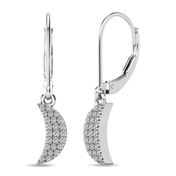 Diamond 1/10 ct tw Moon Dangle Earrings in 10K White Gold - Larson Jewelers