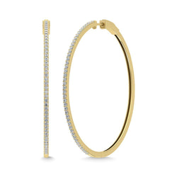 Diamond 1 5/8 Ct.Tw. Round Shape Hoop Earrings in 10K Yellow Gold (2.5 inches) - Larson Jewelers