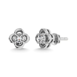 Diamond 1/3 ct tw Solitaire Stud Earrings in 14K White Gold - Larson Jewelers
