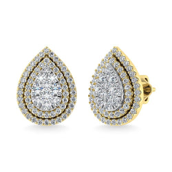 Diamond 7/8 Ct.Tw. Pear Shape Cluster Earrings in 10K Yellow Gold - Larson Jewelers