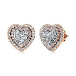 Diamond 7/8 Ct.Tw. Heart Earrings in 14K Rose Gold - Larson Jewelers