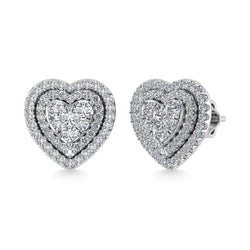 Diamond 7/8 Ct.Tw. Heart Earrings in 10K White Gold - Larson Jewelers