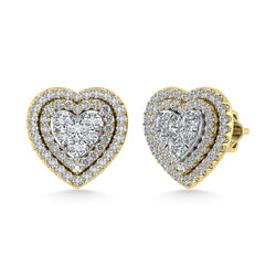 Diamond 7/8 Ct.Tw. Heart Earrings in 14K Yellow Gold - Larson Jewelers
