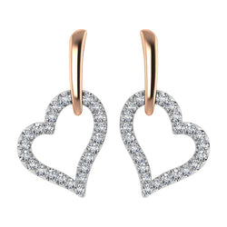 10K Rose Gold 1/5 Ct.Tw. Diamond Heart Earrings - Larson Jewelers