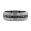 PILOT Gunmetal Tungsten Ring with Black Sapphires - 8mm - Larson Jewelers
