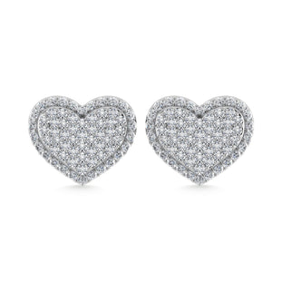 Diamond 1 Ct.Tw. Heart Earrings in 10K White Gold - Larson Jewelers