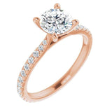 14K Rose 6.5 mm Round Forever One Lab-Grown Near Colorless Moissanite and 3/8 CTW Natural Diamond Engagement Ring - Larson Jewelers