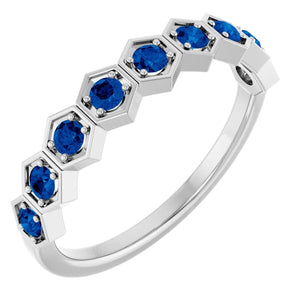 Platinum Natural Blue Sapphire Stackable Ring