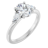 LIVANA 14K White Gold Oval Lab Grown Diamond Engagement Ring