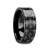DOTTED CROSSES on Black Flat Tungsten Carbide Ring
