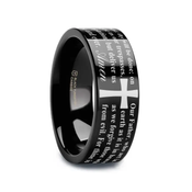 LORD'S PRAYER on Black Flat Tungsten Carbide Ring
