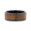 SCOTCH Black Ceramic Ring with Whiskey Barrel Wood Inlay- 8mm