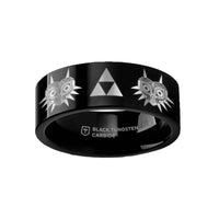 Legend of Zelda Majora Mask Triforce Black Tungsten Engraved Ring - 2mm - 12mm - Larson Jewelers