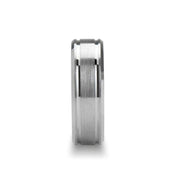 ZOPYROS Novell Beveled Brush Finished Silver Ring with Polished Grooves - 6mm - 8mm - Larson Jewelers